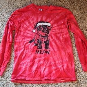 Festive Red Cat Long Sleeve Tee